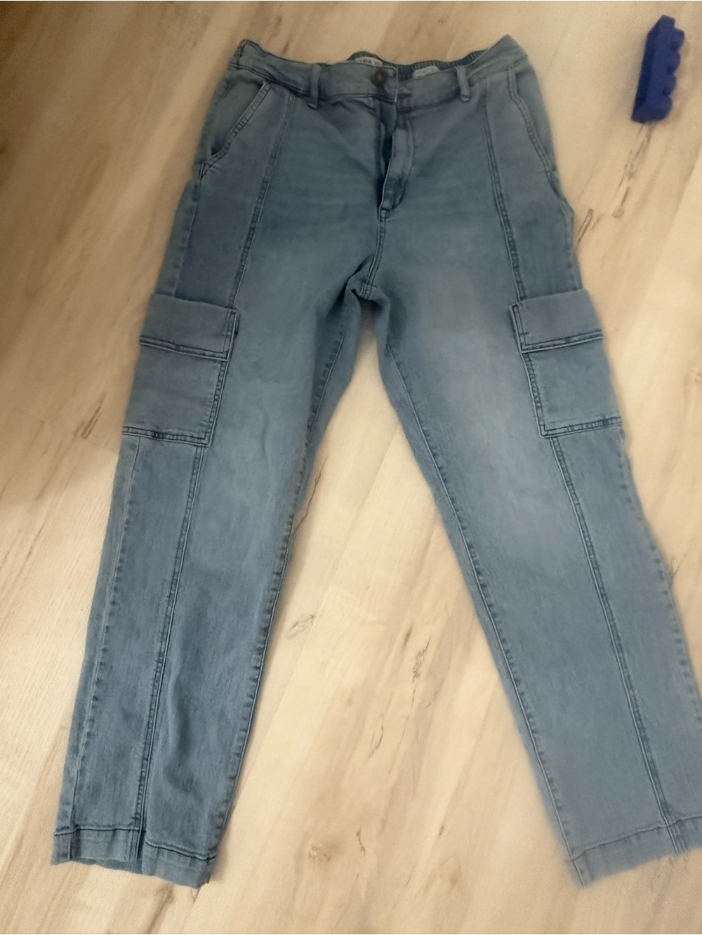 Nine West Blue Denim Cargo Jeans w/ Pockets Size 12